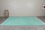 Custom Checkered  rug - Blue Green Moroccan berber carpet