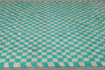 Custom Checkered  rug - Blue Green Moroccan berber carpet - custom moroccan rugs