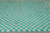 Custom Checkered  rug - Blue Green Moroccan berber carpet - custom moroccan rugs