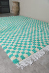 Custom Checkered  rug - Blue Green Moroccan berber carpet