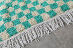 Custom Checkered  rug - Blue Green Moroccan berber carpet