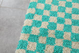 Custom Checkered  rug - Blue Green Moroccan berber carpet