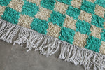 Custom Checkered  rug - Blue Green Moroccan berber carpet - custom moroccan rugs