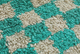 Custom Checkered  rug - Blue Green Moroccan berber carpet - custom moroccan rugs