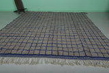 Large Moroccan Rug - 10.6 x 12.2 ft | Blue and Beige Grid Pattern