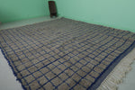 Large Moroccan Rug - 10.6 x 12.2 ft | Blue and Beige Grid Pattern