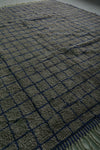 Large Moroccan Rug - 10.6 x 12.2 ft | Blue and Beige Grid Pattern