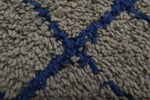 Large Moroccan Rug - 10.6 x 12.2 ft | Blue and Beige Grid Pattern