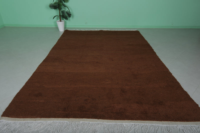 Beni Ourain Moroccan Rug - 8 x 11.8 ft | Handwoven Rich Brown Elegance