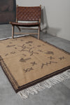 Small Moroccan Rug - 3.3 x 5.1 ft | Beige with Tribal Patterns