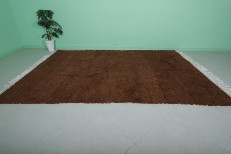 Beni Ourain Moroccan Rug - 8 x 11.8 ft | Handwoven Rich Brown Elegance