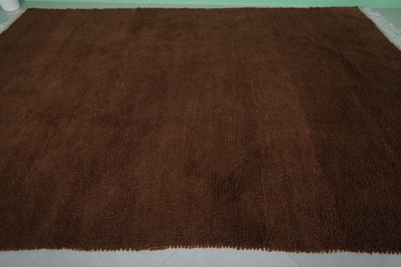 Beni Ourain Moroccan Rug - 8 x 11.8 ft | Handwoven Rich Brown Elegance