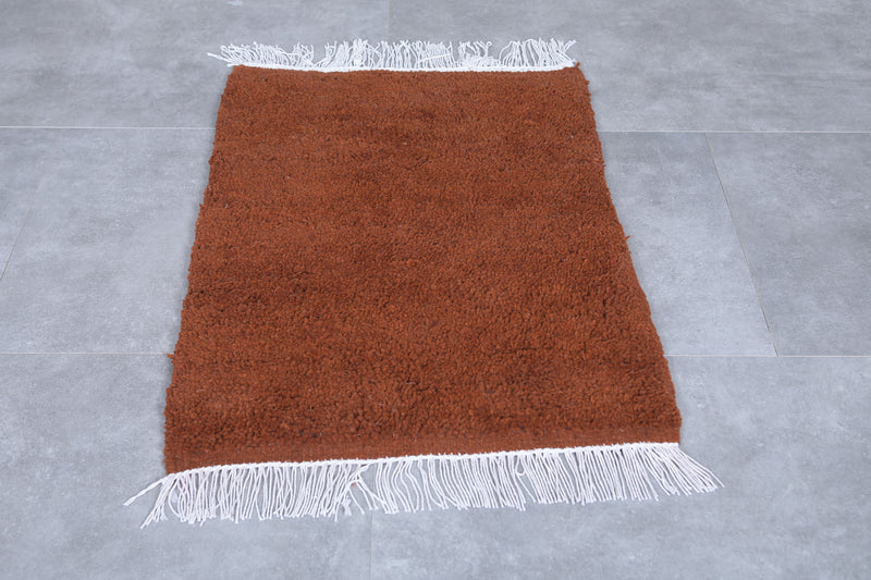 Moroccan Plain Rug - 2.2 x 3.3 Feet | Handmade Wool Accent