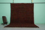 Bold Moroccan Rug - 8.2 x 10.5 ft | Rich Brown with Black Grid Pattern