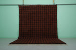 Bold Moroccan Rug - 8.2 x 10.5 ft | Rich Brown with Black Grid Pattern