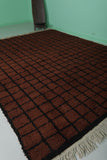 Bold Moroccan Rug - 8.2 x 10.5 ft | Rich Brown with Black Grid Pattern