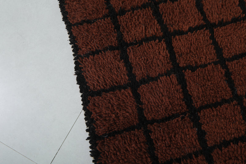 Bold Moroccan Rug - 8.2 x 10.5 ft | Rich Brown with Black Grid Pattern