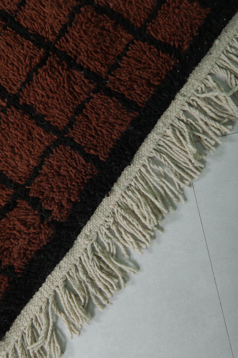 Bold Moroccan Rug - 8.2 x 10.5 ft | Rich Brown with Black Grid Pattern