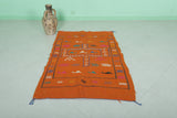 Orange Moroccan kilim 3 FT X 4.8 FT