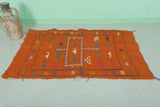 Orange Moroccan kilim 3 FT X 4.8 FT