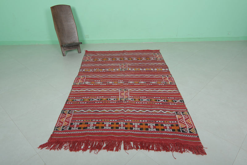 Handwoven Kilim Rug - 4.4 FT × 7.1 FT | Vibrant Moroccan Design