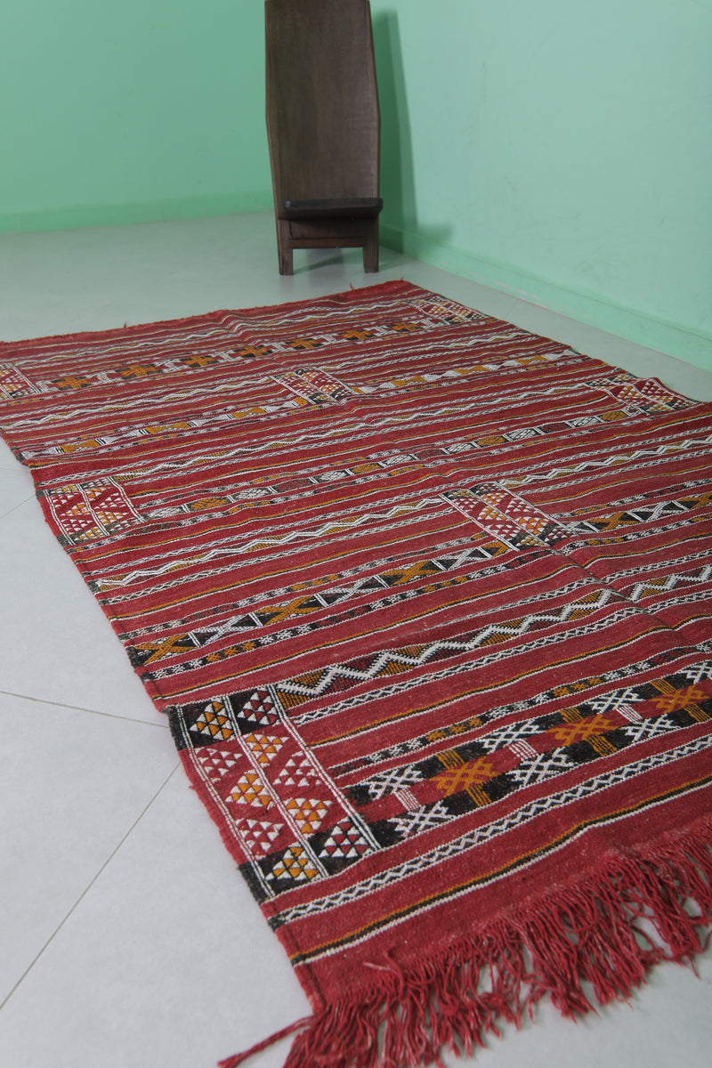 Handwoven Kilim Rug - 4.4 FT × 7.1 FT | Vibrant Moroccan Design