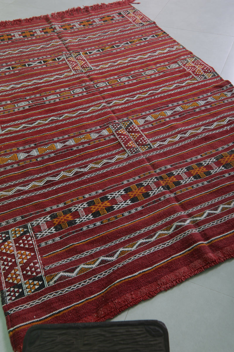 Handwoven Kilim Rug - 4.4 FT × 7.1 FT | Vibrant Moroccan Design