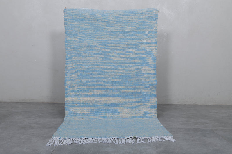 Sky Blue Moroccan Rug - 2.8 X 5.3 Feet | Handwoven Charm