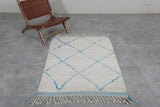 Handmade Azilal rug 3.6 X 5 Feet - Blue trellis rug