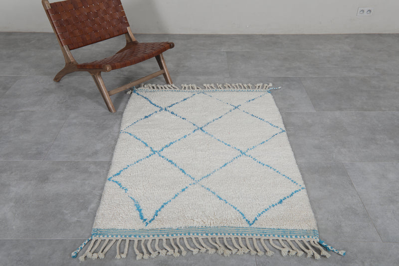 Handmade Azilal Rug – 3.6 x 5 ft | Blue Trellis Design