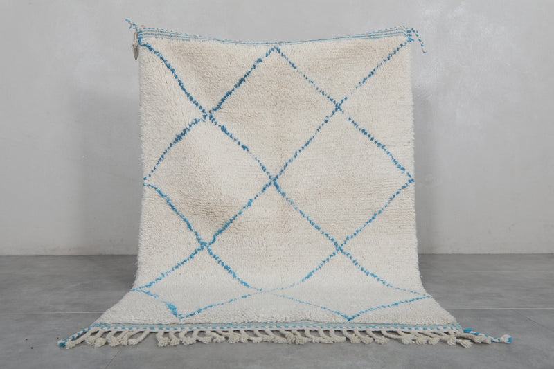 Handmade Azilal Rug – 3.6 x 5 ft | Blue Trellis Design