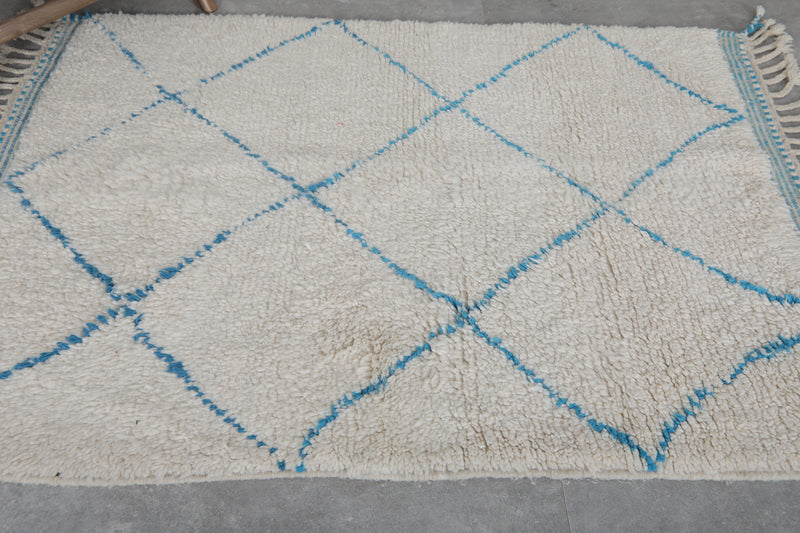 Handmade Azilal Rug – 3.6 x 5 ft | Blue Trellis Design