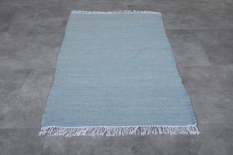 Sky Blue Moroccan Rug - 3.1 X 5.1 Feet | Handwoven Elegance