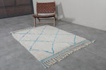 Handmade Azilal rug 3.6 X 5 Feet - Blue trellis rug