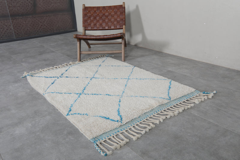 Handmade Azilal Rug – 3.6 x 5 ft | Blue Trellis Design