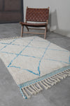 Handmade Azilal rug 3.6 X 5 Feet - Blue trellis rug