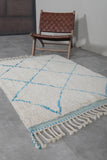 Handmade Azilal rug 3.6 X 5 Feet - Blue trellis rug