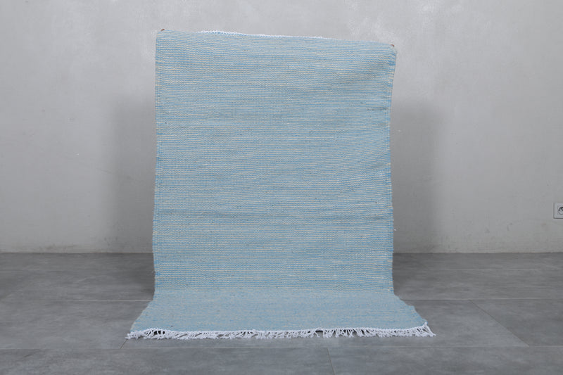 Sky Blue Moroccan Rug - 3.1 X 5.1 Feet | Handwoven Elegance