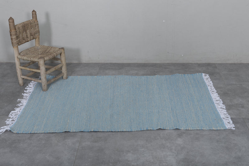 Sky Blue Moroccan Rug - 3.1 X 5.1 Feet | Handwoven Elegance