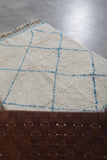 Handmade Azilal rug 3.6 X 5 Feet - Blue trellis rug