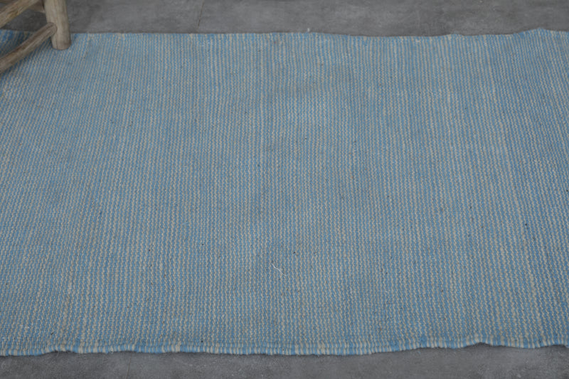 Sky Blue Moroccan Rug - 3.1 X 5.1 Feet | Handwoven Elegance