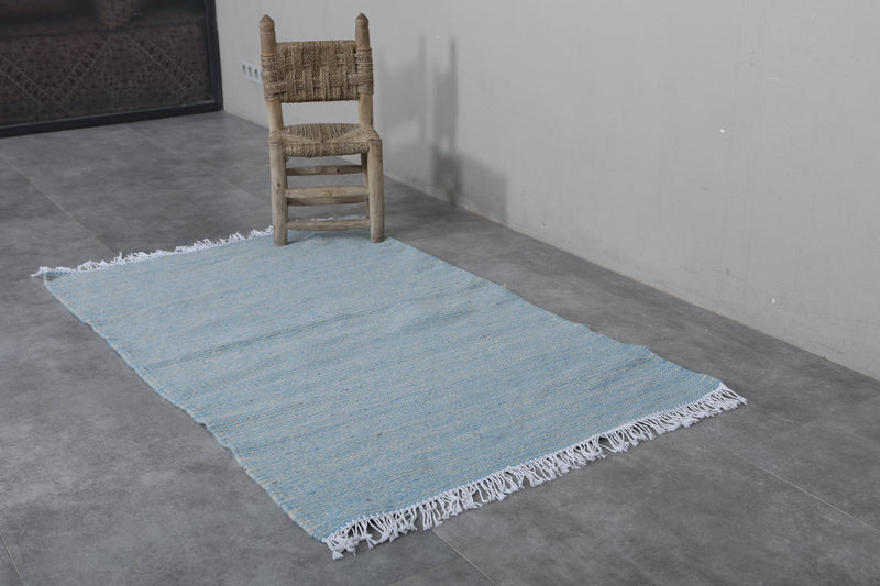 Sky Blue Moroccan Rug - 3.1 X 5.1 Feet | Handwoven Elegance