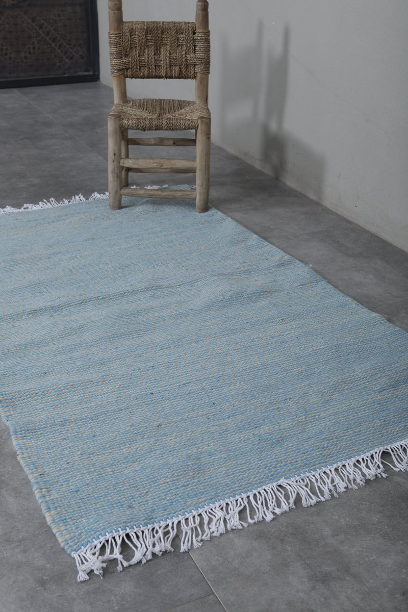 Sky Blue Moroccan Rug - 3.1 X 5.1 Feet | Handwoven Elegance