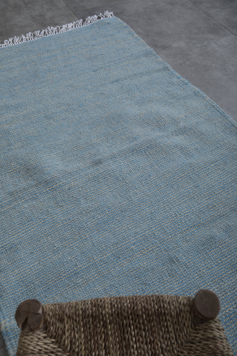 Sky Blue Moroccan Rug - 3.1 X 5.1 Feet | Handwoven Elegance