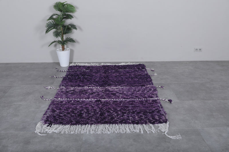 Handmade Rug 4.6 x 6.3 Ft - Purple Wool Rug