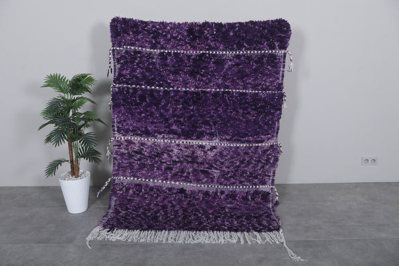 Handmade Rug 4.6 x 6.3 Ft - Purple Wool Rug