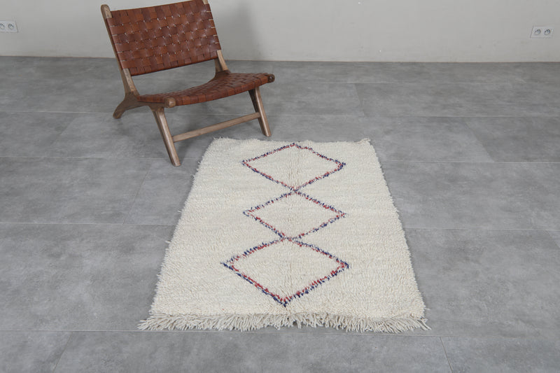 Handmade Berber Area Rug – 3 x 4.3 ft Multicolored Moroccan Carpet