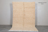 Checkered Moroccan Rug - 5.8 x 9.3 ft | Handwoven Beige and White