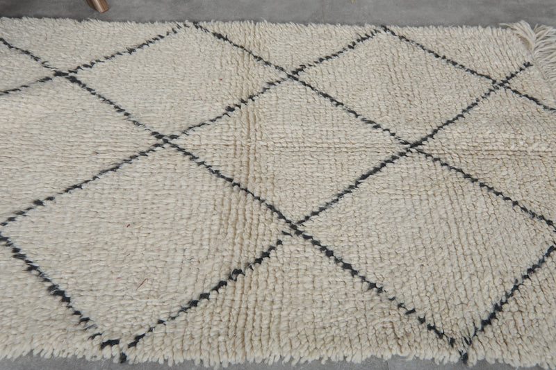 Handmade Beige Beni Ourain Rug – 3 x 4.8 ft Moroccan Wool Carpet