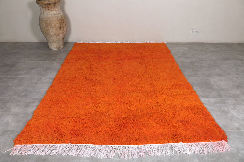 Orange Moroccan Rug - 6 x 9.9 ft | Handwoven Vibrant Accent